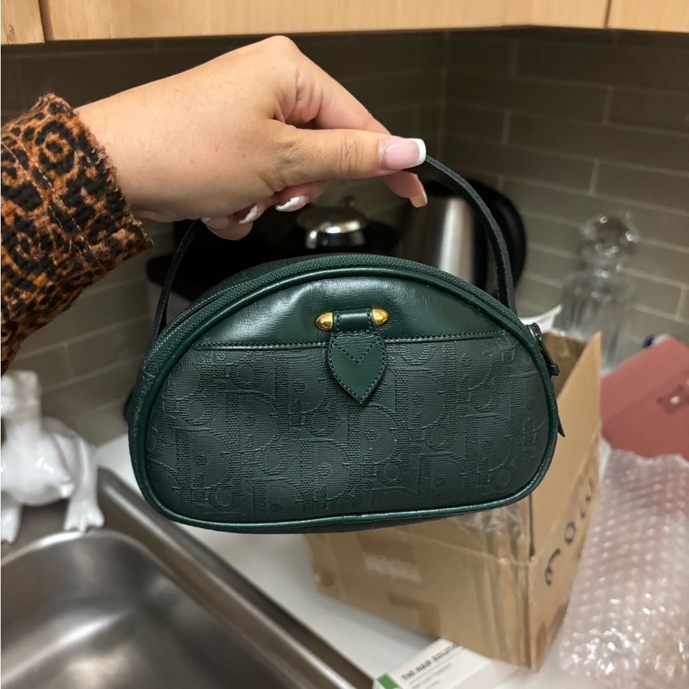Christian Dior Trotter Canvas Hand Pouch PVC Green